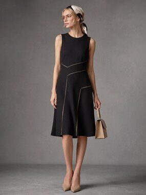 Prabal Gurung Black A-Line Midi Dress Silk Lined Size 8